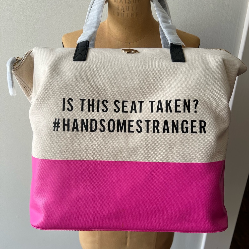 Kate Spade Pink and Cream Tote Bag.  "Is this seat taken?"  New, never used.